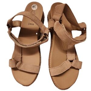 Joie Winona Suede Leather Velcro Closure Women's Tan Sandals Size 9.5
